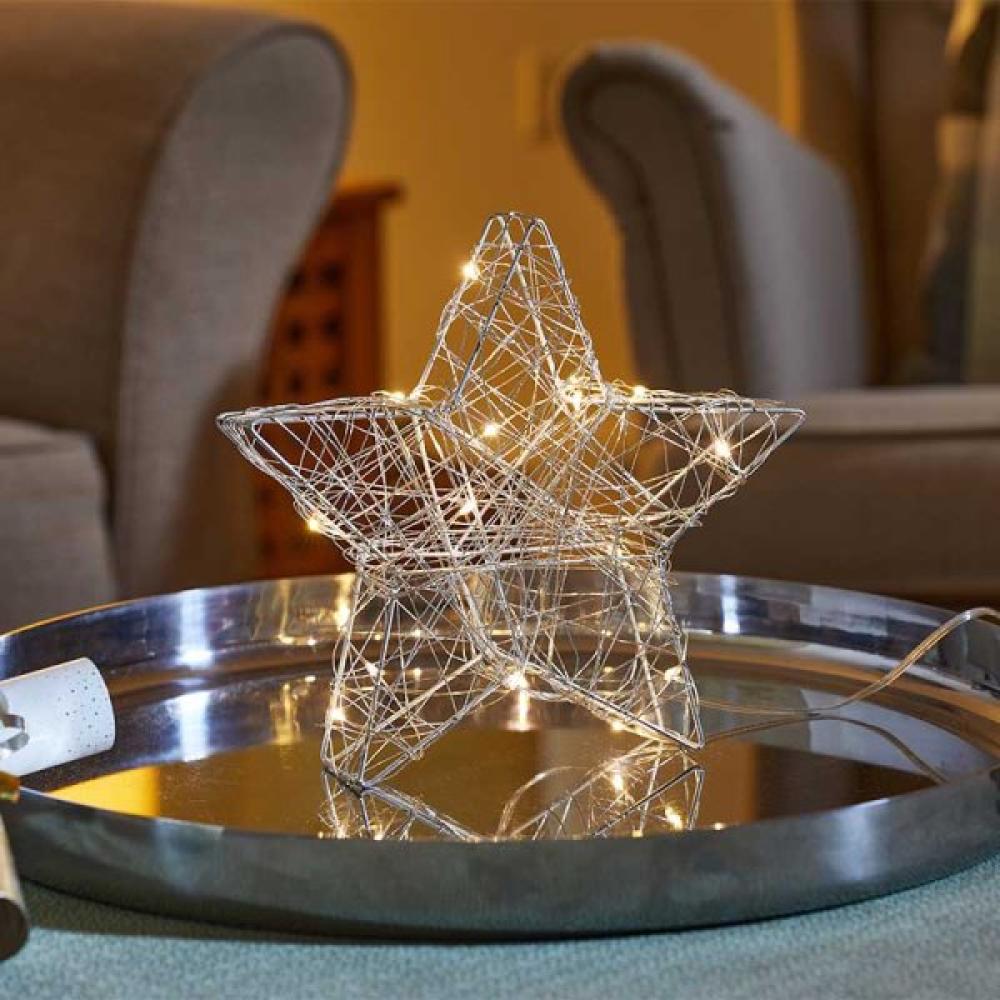 WonderStarlet – Leuchtende Weihnachtsdeko aus Drahtgeflecht mit LEDs (20 cm)